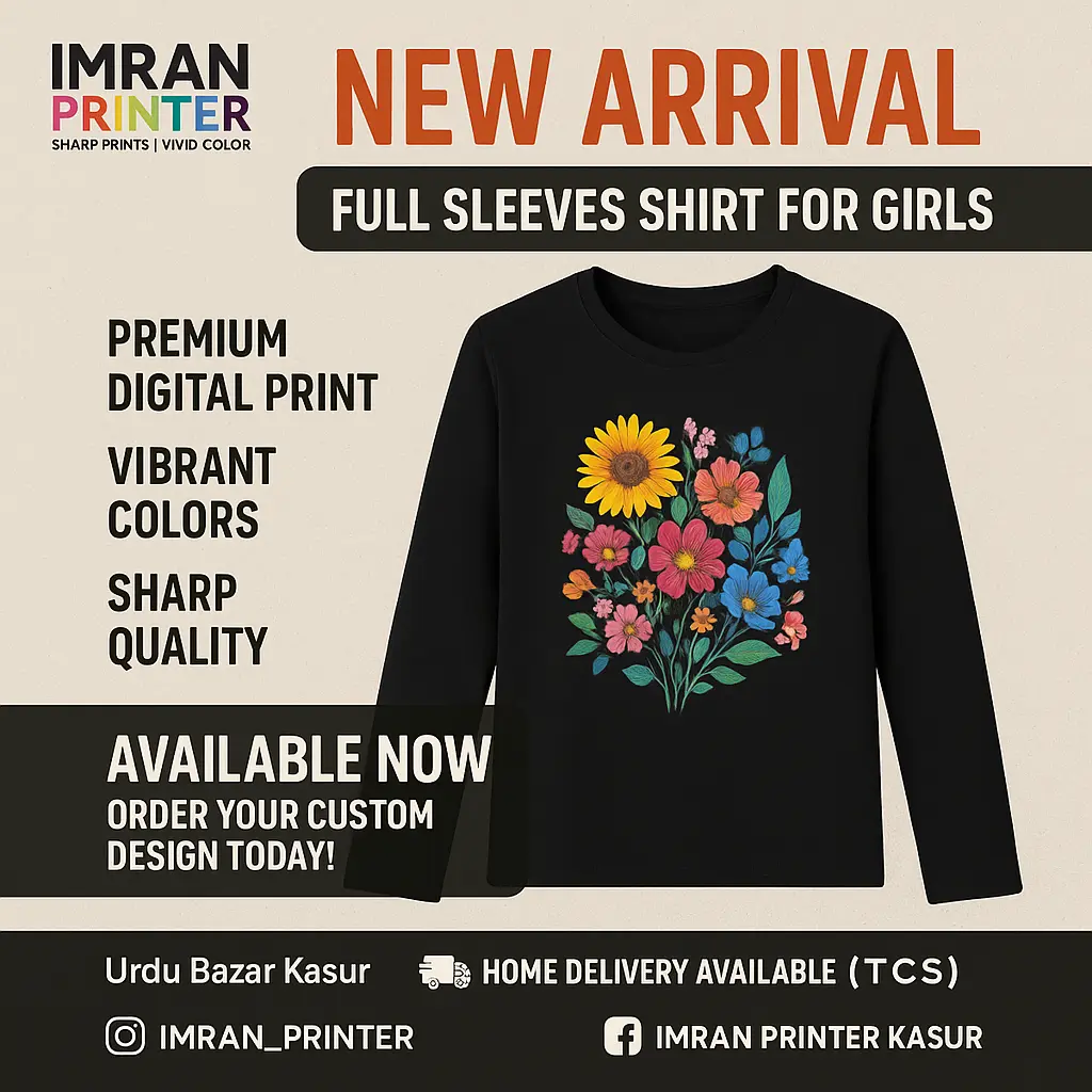 Full Sleeves Black Shirts for Girls Custom Designs